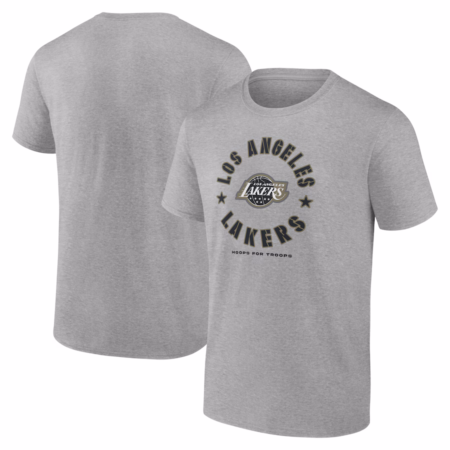 Men's Los Angeles Lakers Heather Gray Hoops for Troops T-Shirt