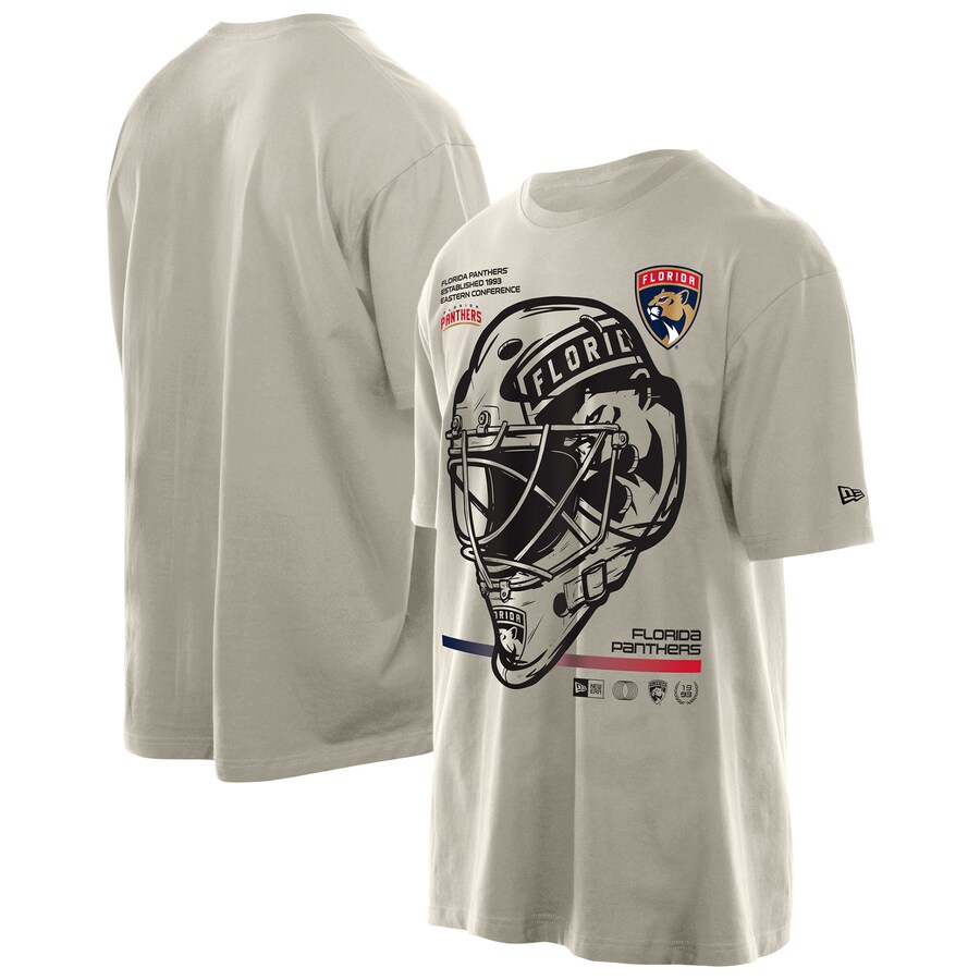 Men's Florida Panthers New Era Cream Goalie Mask T-Shirt
