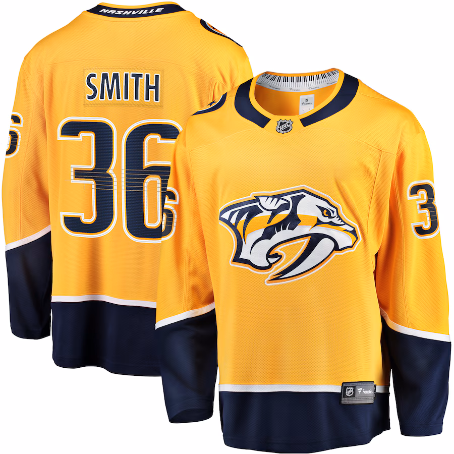 Men's Nashville Predators Cole Smith Fanatics Gold Premier Breakaway Player Jersey