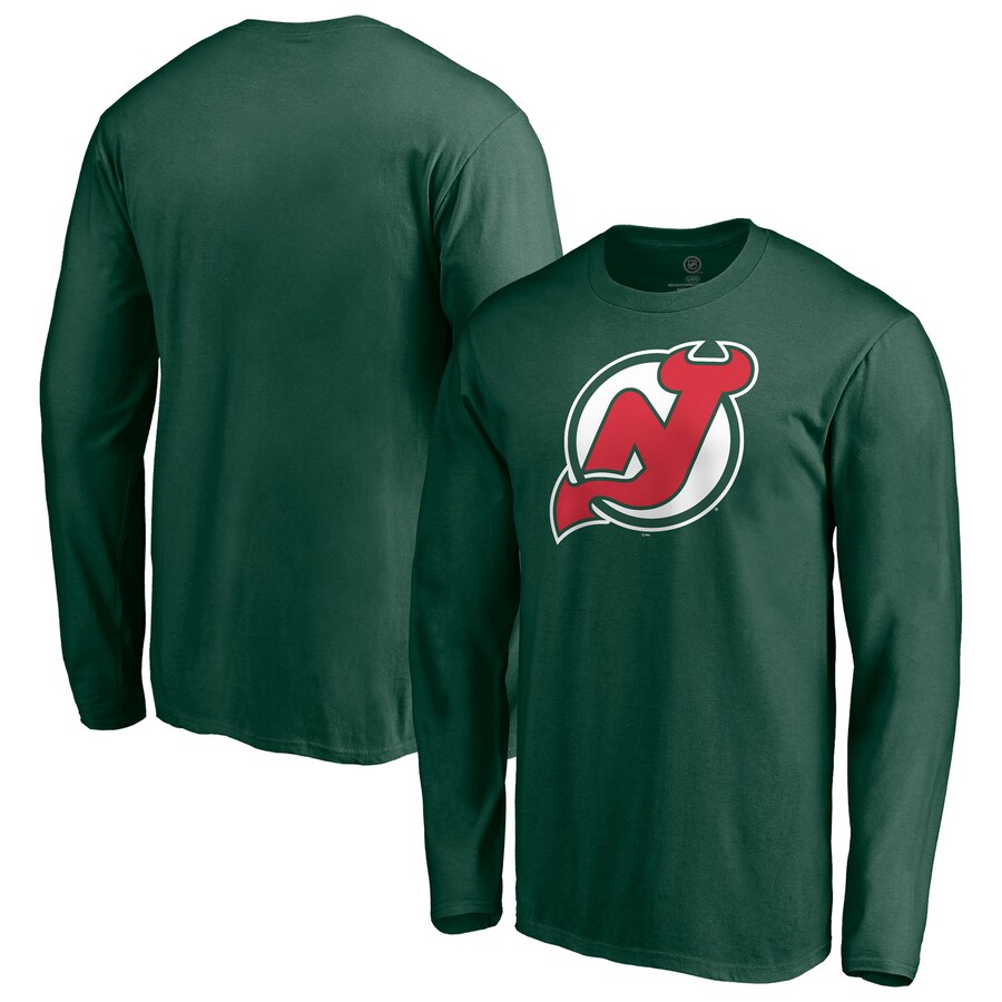 Men's New Jersey Devils Green Special Edition Primary Logo Long Sleeve T-Shirt