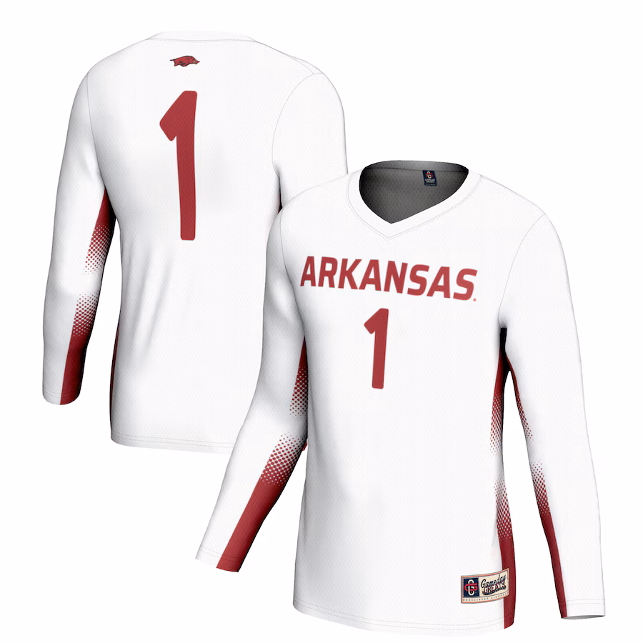 Unisex GameDay Greats #1 White Arkansas Razorbacks Lightweight Volleyball Jersey