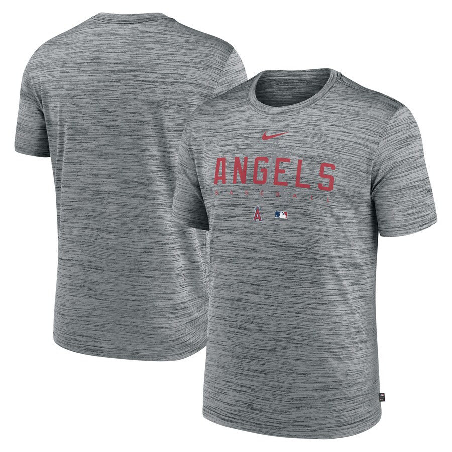 Men's Los Angeles Angels Nike Heather Gray Authentic Collection Velocity Performance Practice T-Shirt