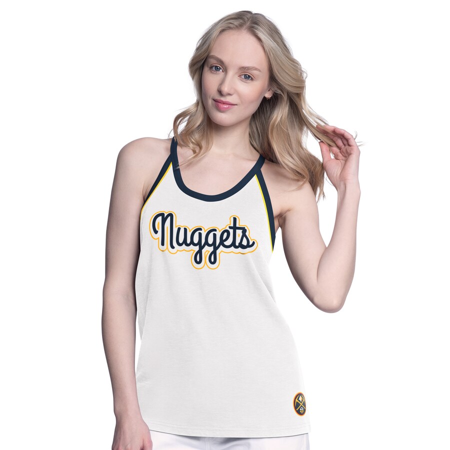 Women's Denver Nuggets G-III 4Her by Carl Banks White Curveball Racerback Tank Top