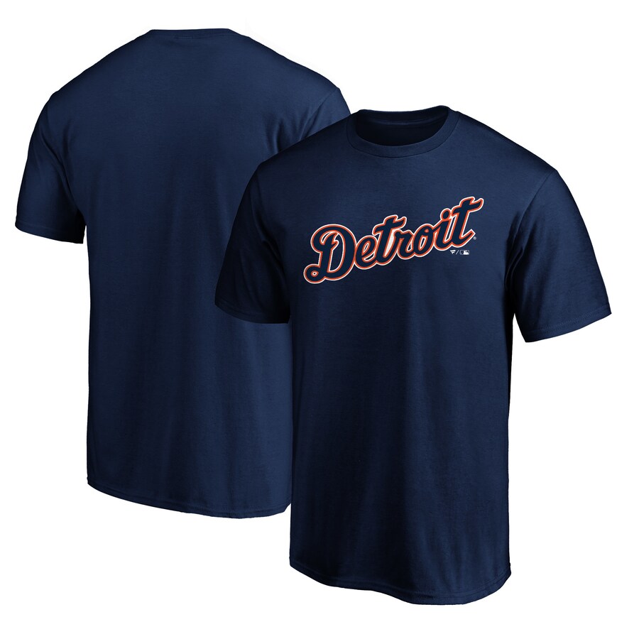 Men's Detroit Tigers Navy Official Team Wordmark T-Shirt