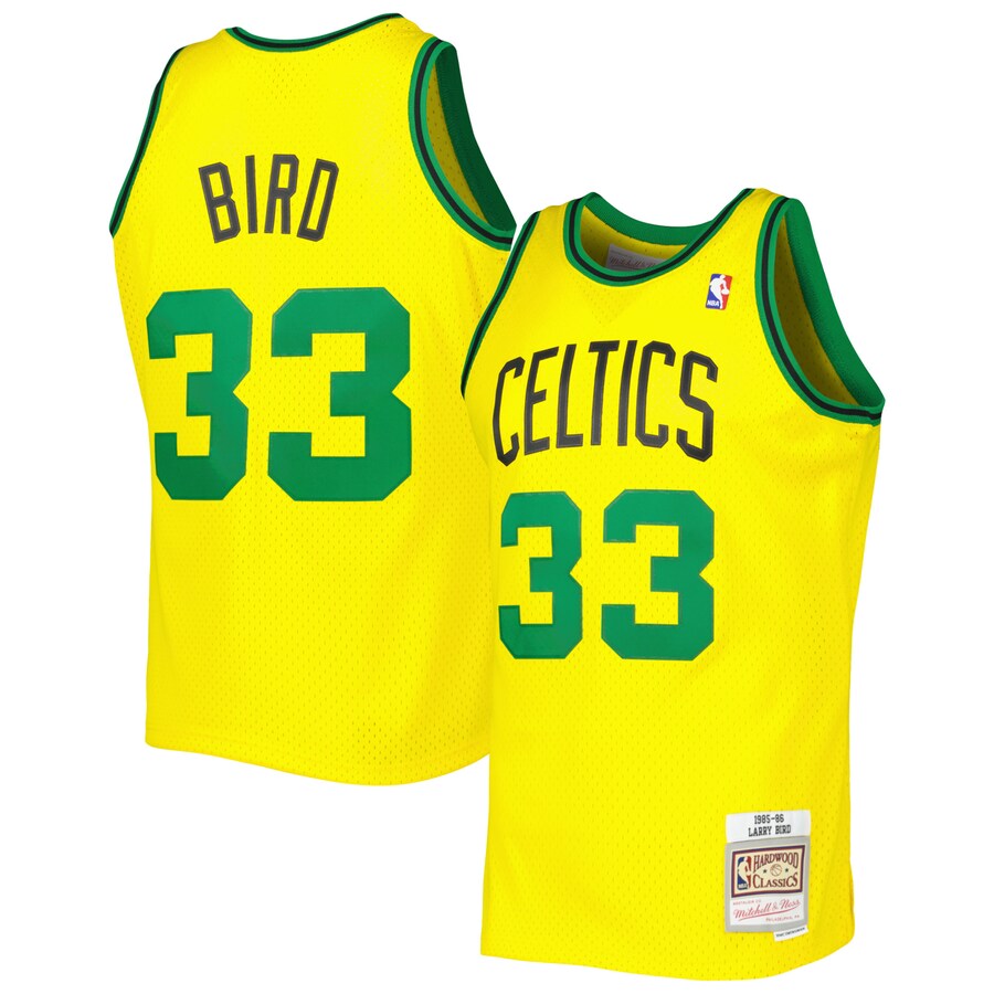 Men's Boston Celtics Larry Bird Mitchell & Ness Gold 1985-86 Hardwood Classics Reload 3.0 Swingman Jersey