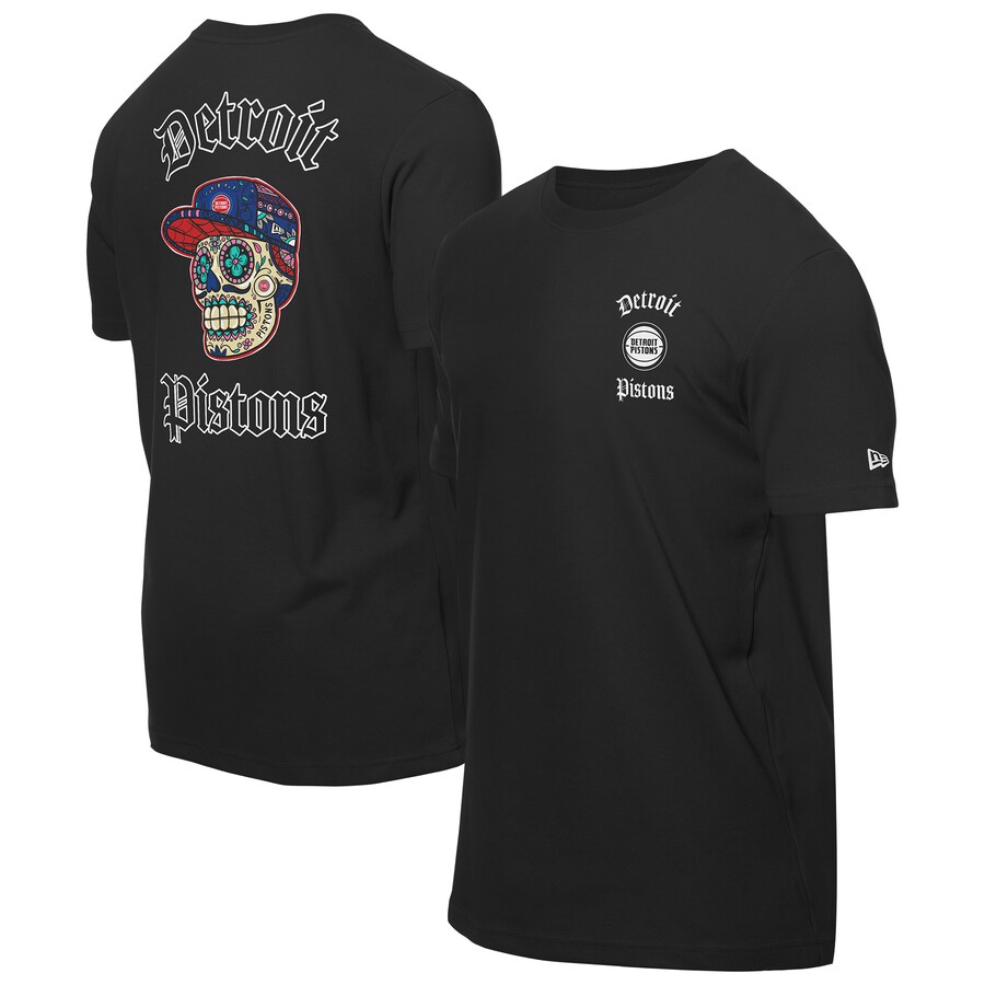 Men's Detroit Pistons New Era Black Sugar Skulls T-Shirt