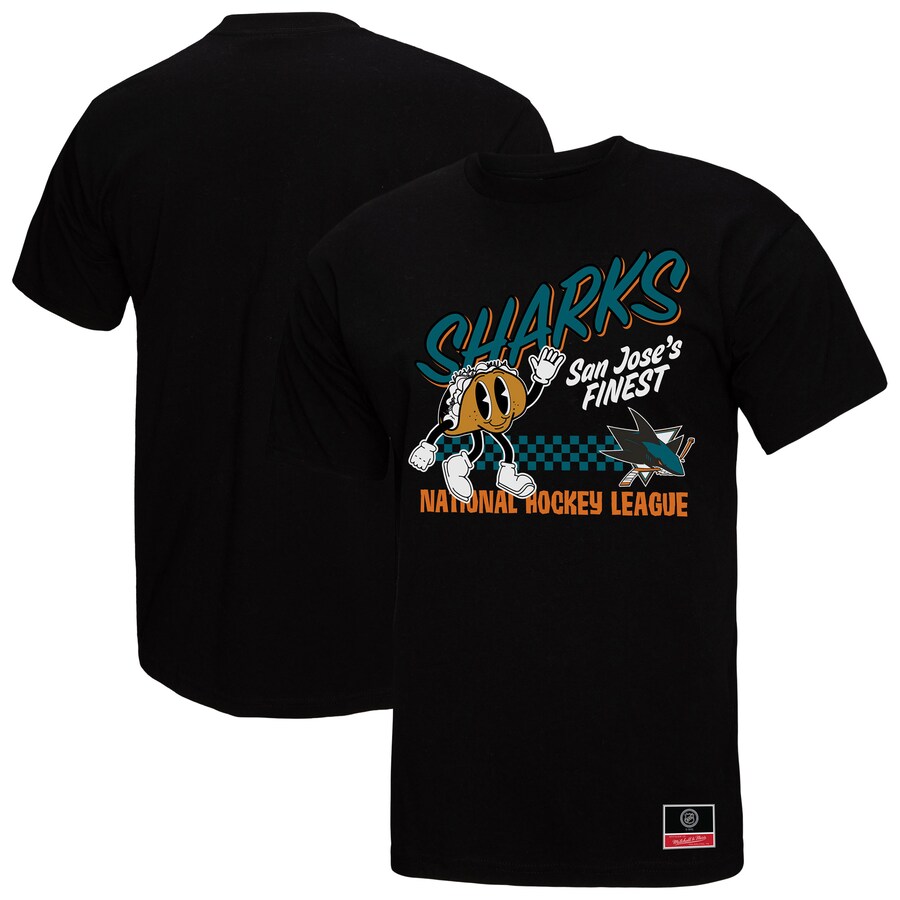 Men's San Jose Sharks Mitchell & Ness Black Local Food T-Shirt