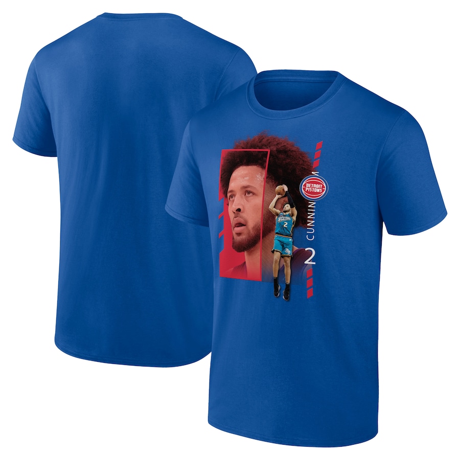 Men's Detroit Pistons Cade Cunningham Royal Jump Pass T-Shirt