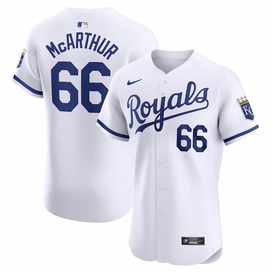Men's Kansas City Royals James Macarthur Nike White Home Elite Player Jersey