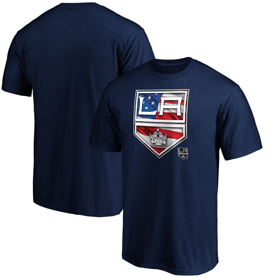 Men's Los Angeles Kings Navy Banner Wave Logo T-Shirt