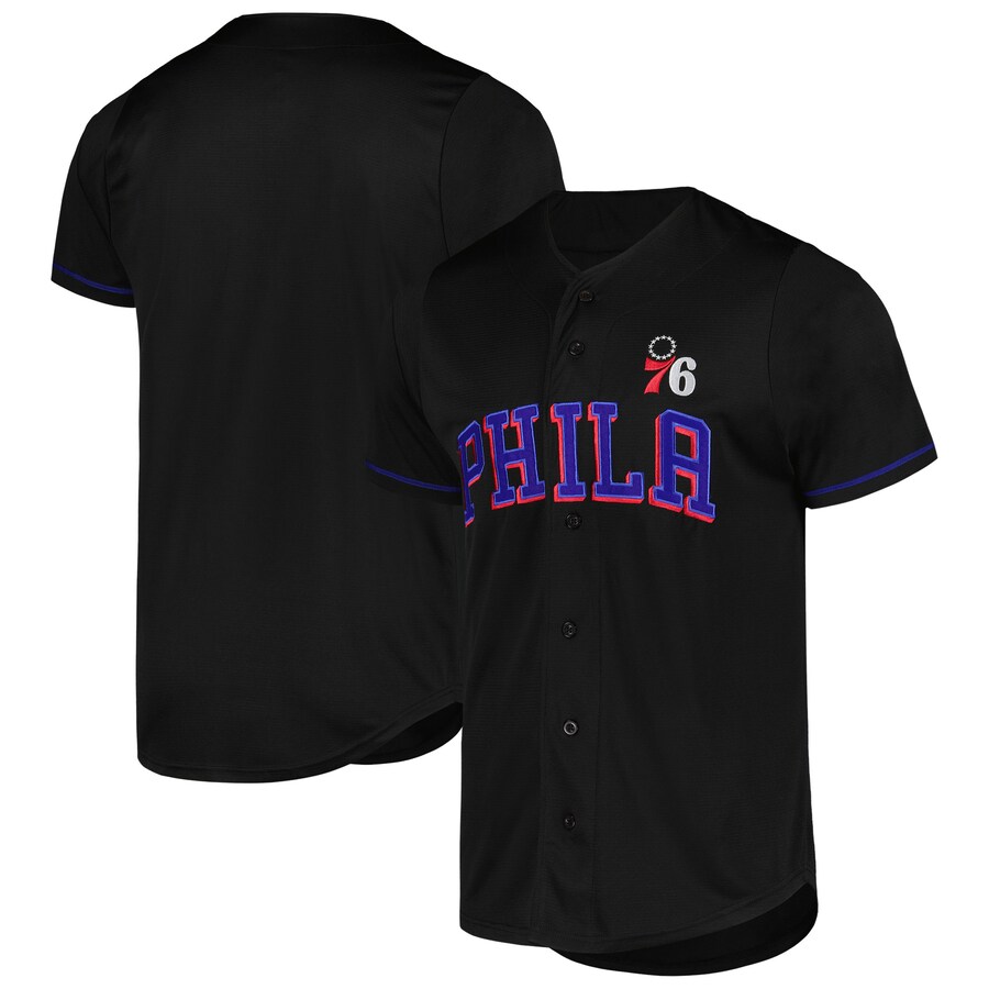 Men's Philadelphia 76ers Fanatics Black Pop Baseball Jersey