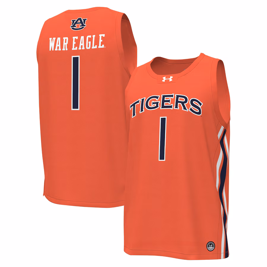 #1Auburn Tigers Under Armour Youth Replica Basketball Jersey - Orange