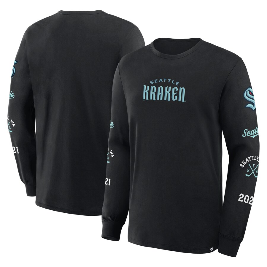 Men's Seattle Kraken Fanatics Black Boxed In Legacy Long Sleeve T-Shirt