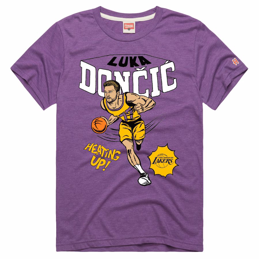 Men's Los Angeles Lakers Luka Don?i? Homage Purple Comic Book Tri-Blend T-Shirt