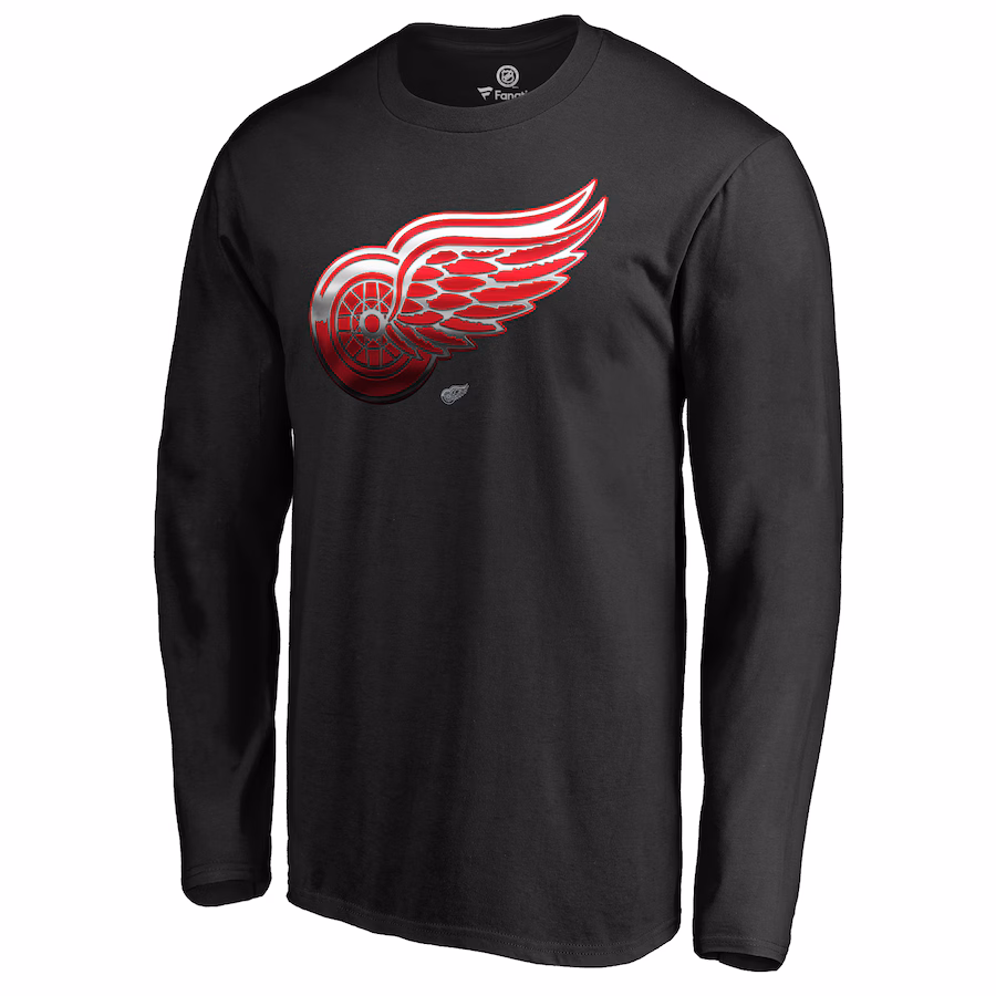 Men's Detroit Red Wings Black Midnight Mascot Long Sleeve T-Shirt