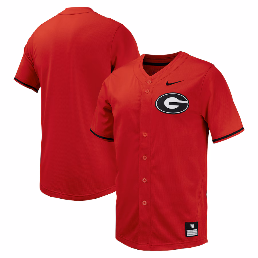 Men's Nike Red Georgia Bulldogs Replica Full-Button Baseball Jersey
