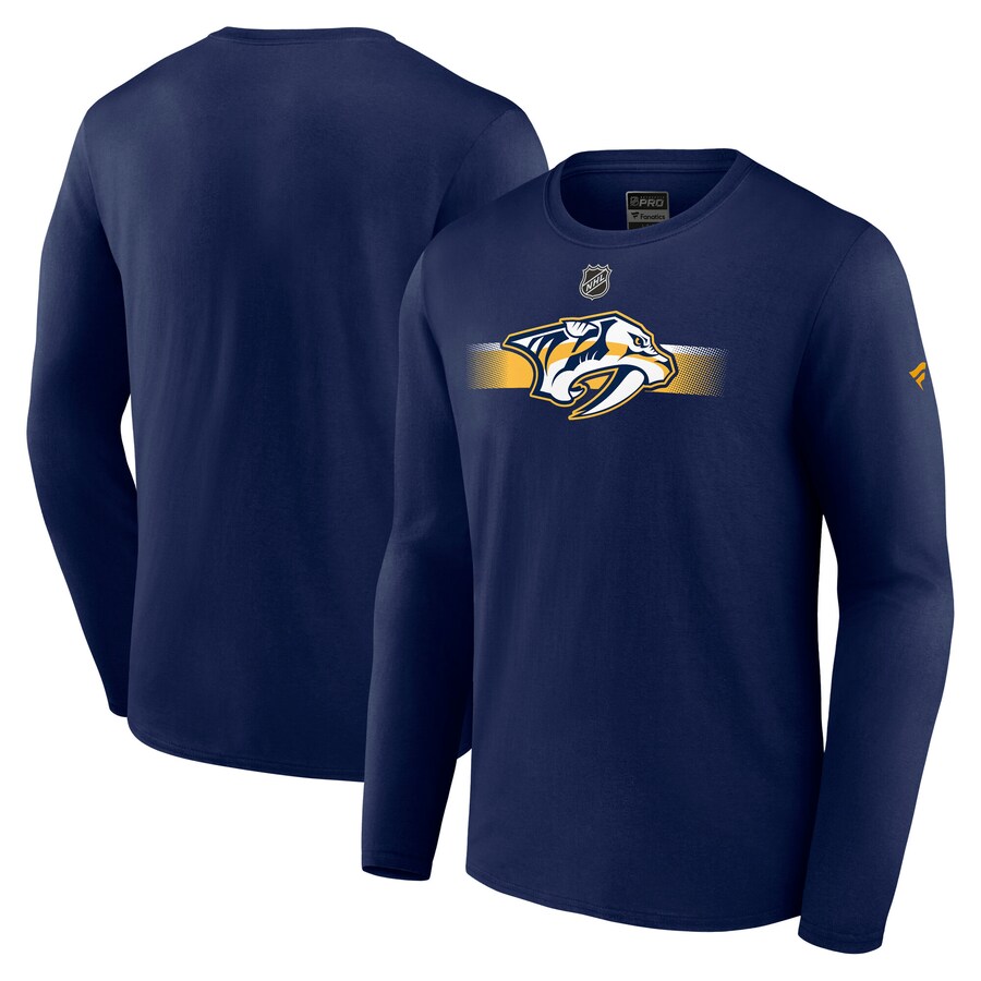 Men's Nashville Predators Fanatics Navy Authentic Pro Secondary Long Sleeve T-Shirt