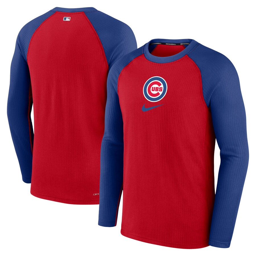 Men's Chicago Cubs Nike Red Authentic Collection Game Raglan Performance Long Sleeve T-Shirt