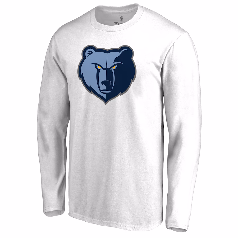 Men's Memphis Grizzlies White Primary Logo Long Sleeve T-Shirt