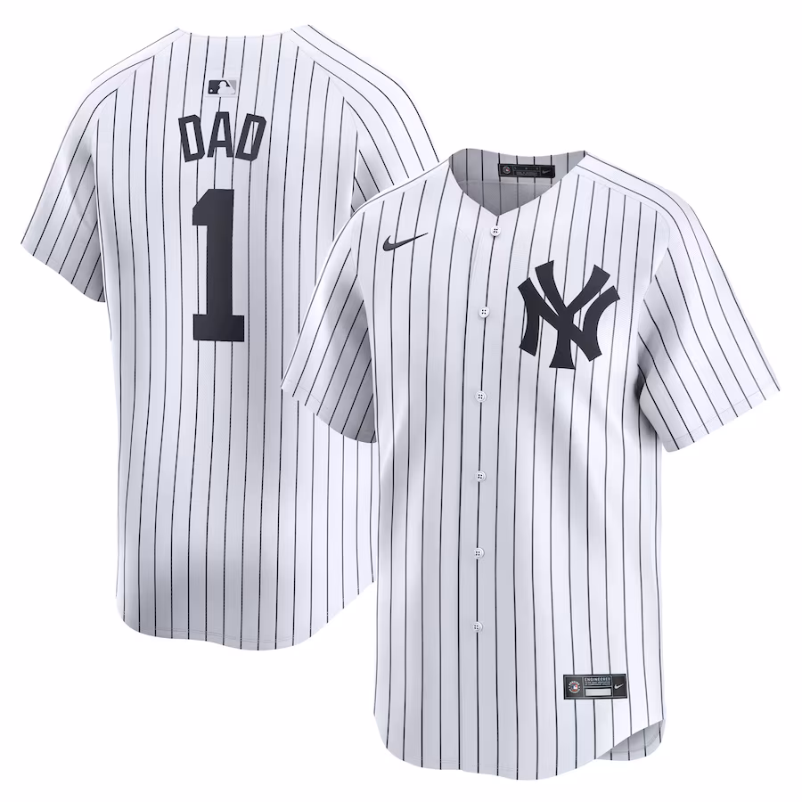 Men's New York Yankees Nike White #1 Dad Home Limited Jersey