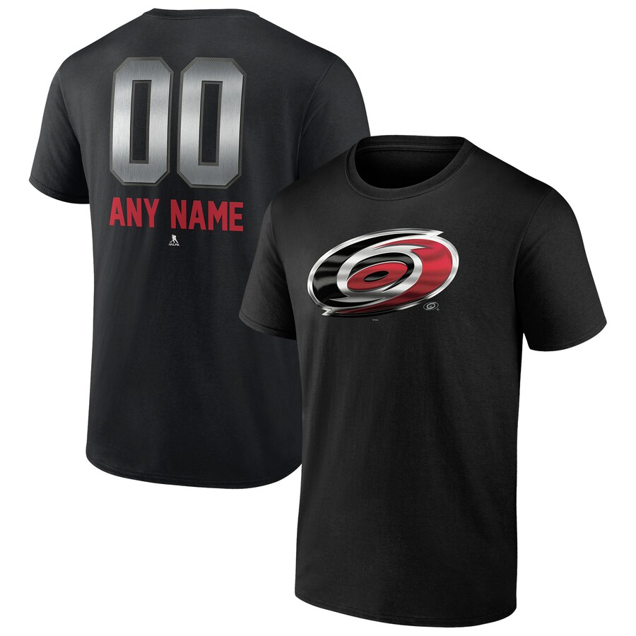 Men's Carolina Hurricanes Black Personalized Midnight Mascot Logo T-Shirt