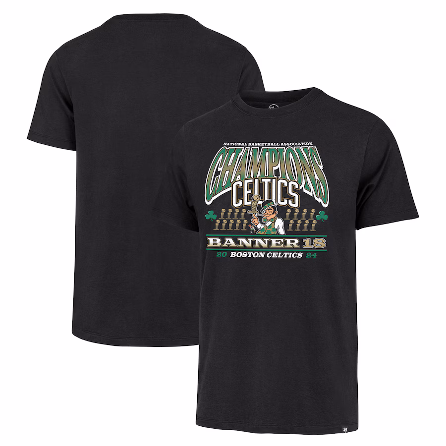 Men's Boston Celtics '47 Black 18-Time NBA Finals Champions Banner Franklin T-Shirt