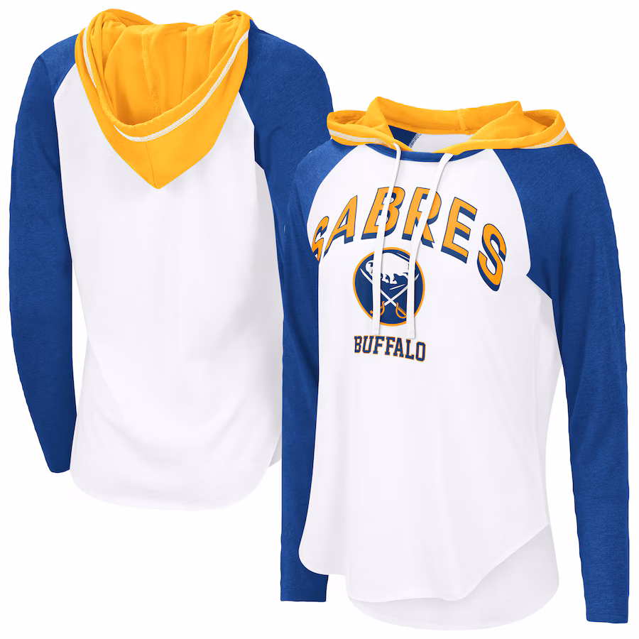 Women's Buffalo Sabres G-III 4Her by Carl Banks White VIP Raglan Long Sleeve Hoodie T-Shirt