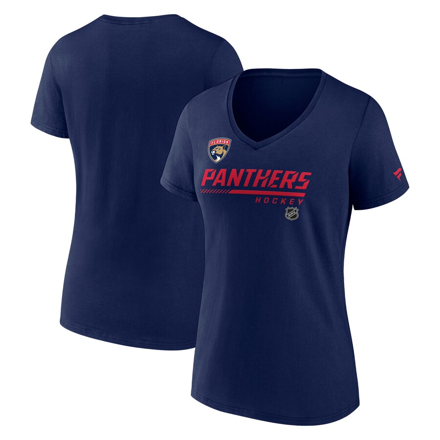 Women's Florida Panthers Fanatics Navy Prime V-Neck T-Shirt