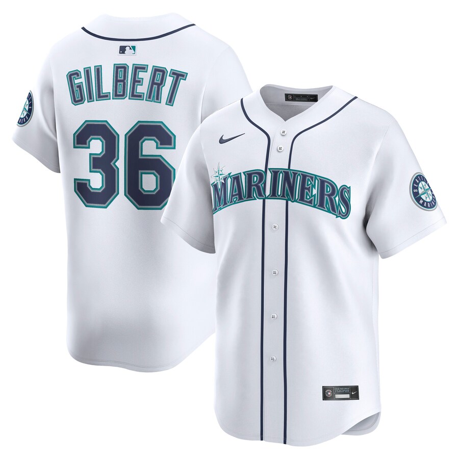 Men's Seattle Mariners Logan Gilbert Nike White Alternate Limited Player Jersey