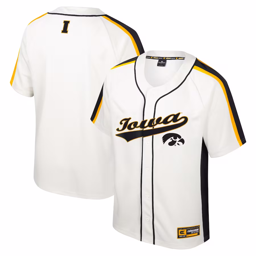 Iowa Hawkeyes Colosseum Ruth Button-Up Baseball Jersey - Cream