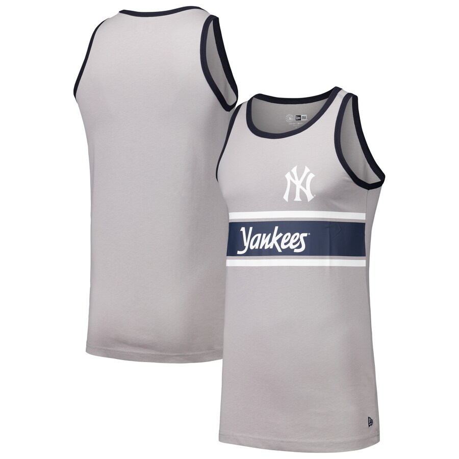 Men's New York Yankees New Era Gray Jersey Ringer Tank Top