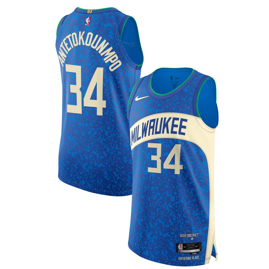 Men's Milwaukee Bucks Giannis Antetokounmpo Nike Blue  Authentic Jersey - City Edition