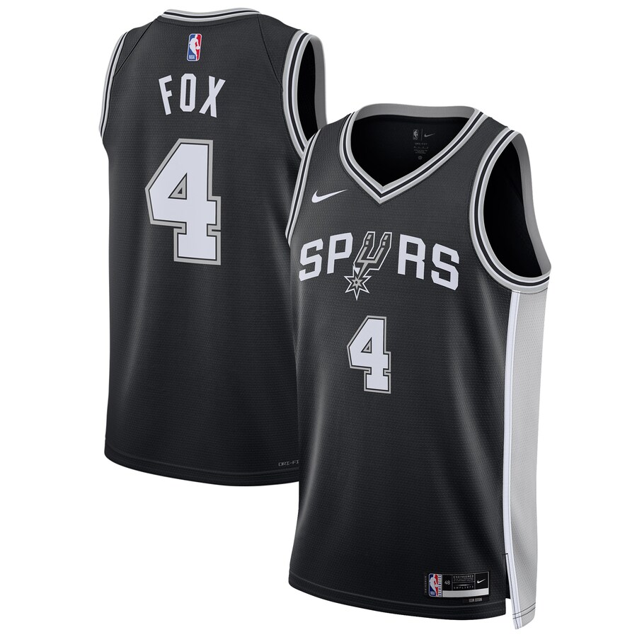 Unisex San Antonio Spurs De'Aaron Fox Nike Black Swingman Player Jersey - Icon Edition