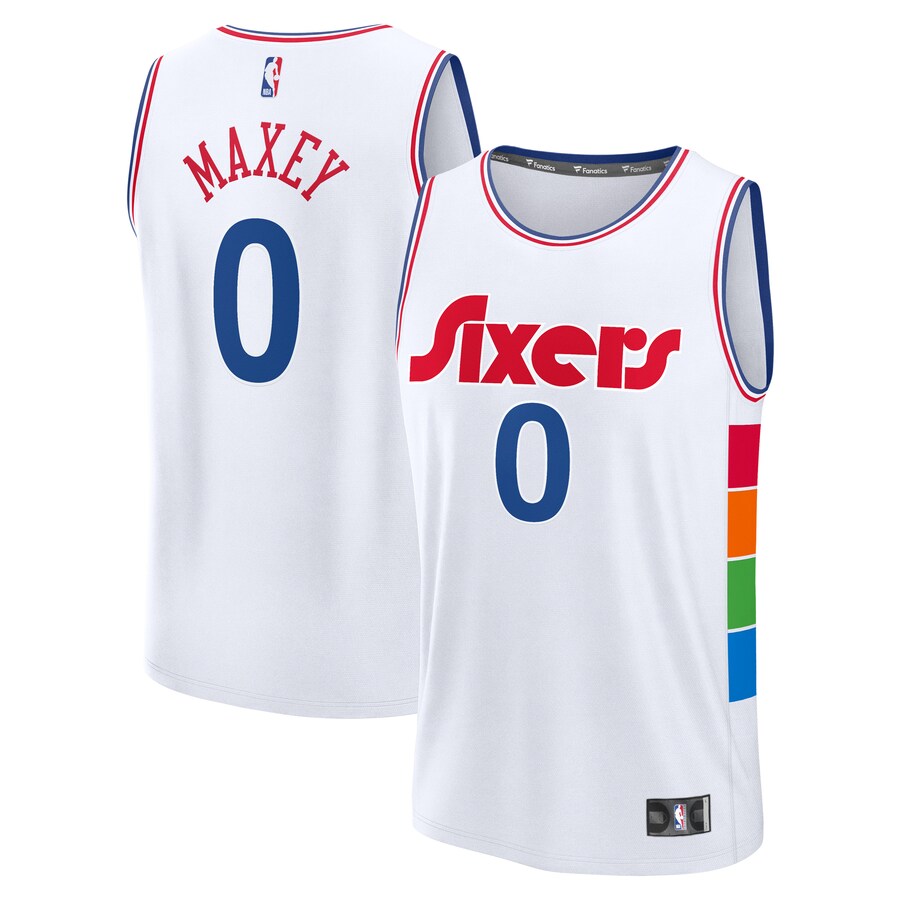 Men's Philadelphia 76ers Tyrese Maxey Fanatics White 2024/25 Fast Break Player Jersey - City Edition