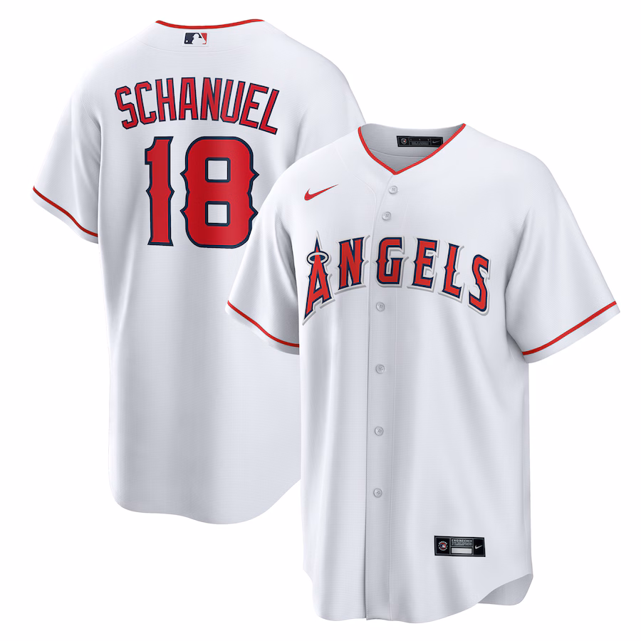 Men's Los Angeles Angels Nolan Schanuel Nike White Home Replica Jersey