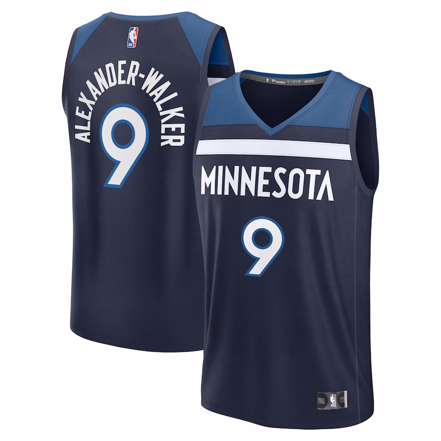 Men's Minnesota Timberwolves Nickeil Alexander-Walker Fanatics Navy Fast Break Replica Player Jersey - Icon Edition
