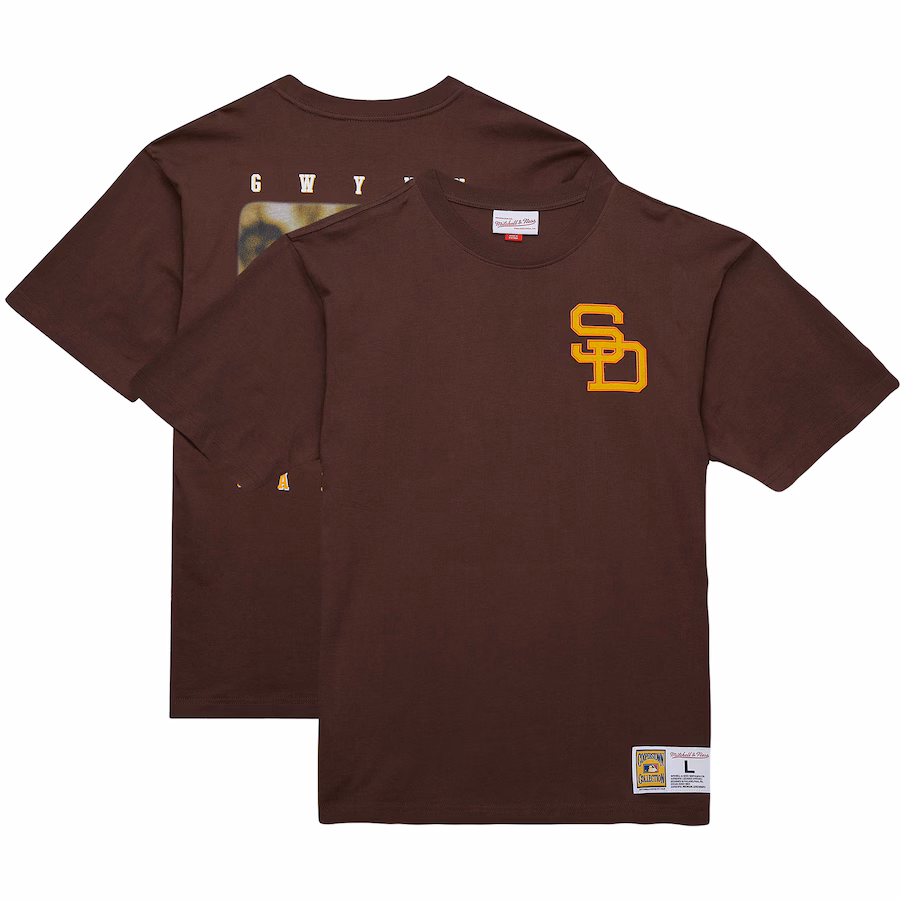 Men's San Diego Padres Tony Gwynn Mitchell & Ness Brown Legends Collection Vintage Logo T-Shirt