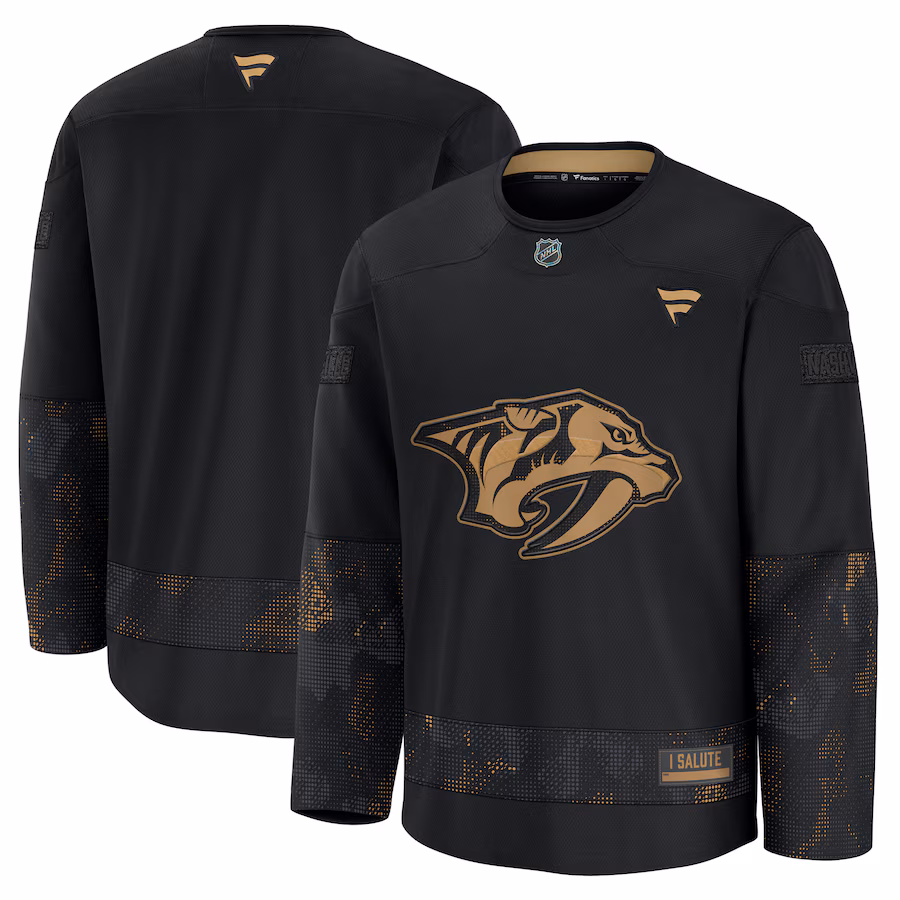Men's Nashville Predators Fanatics Black 2024 Military Appreciation Practice Jersey
