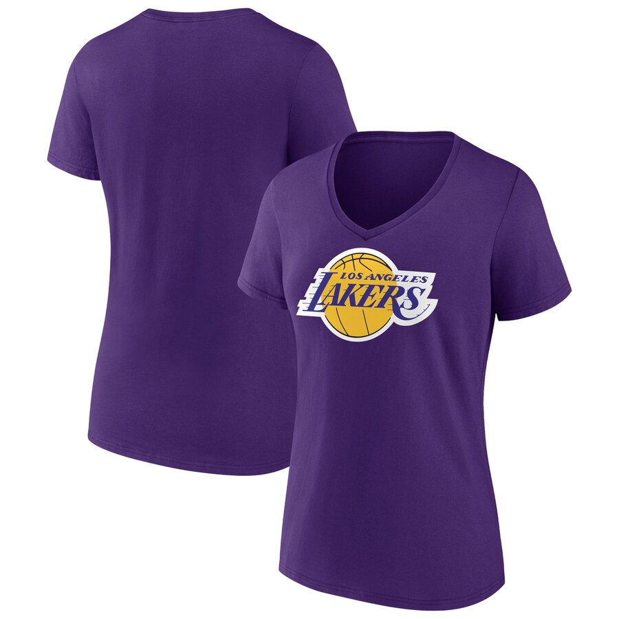 Women's Los Angeles Lakers Purple Primary Logo V-Neck T-Shirt