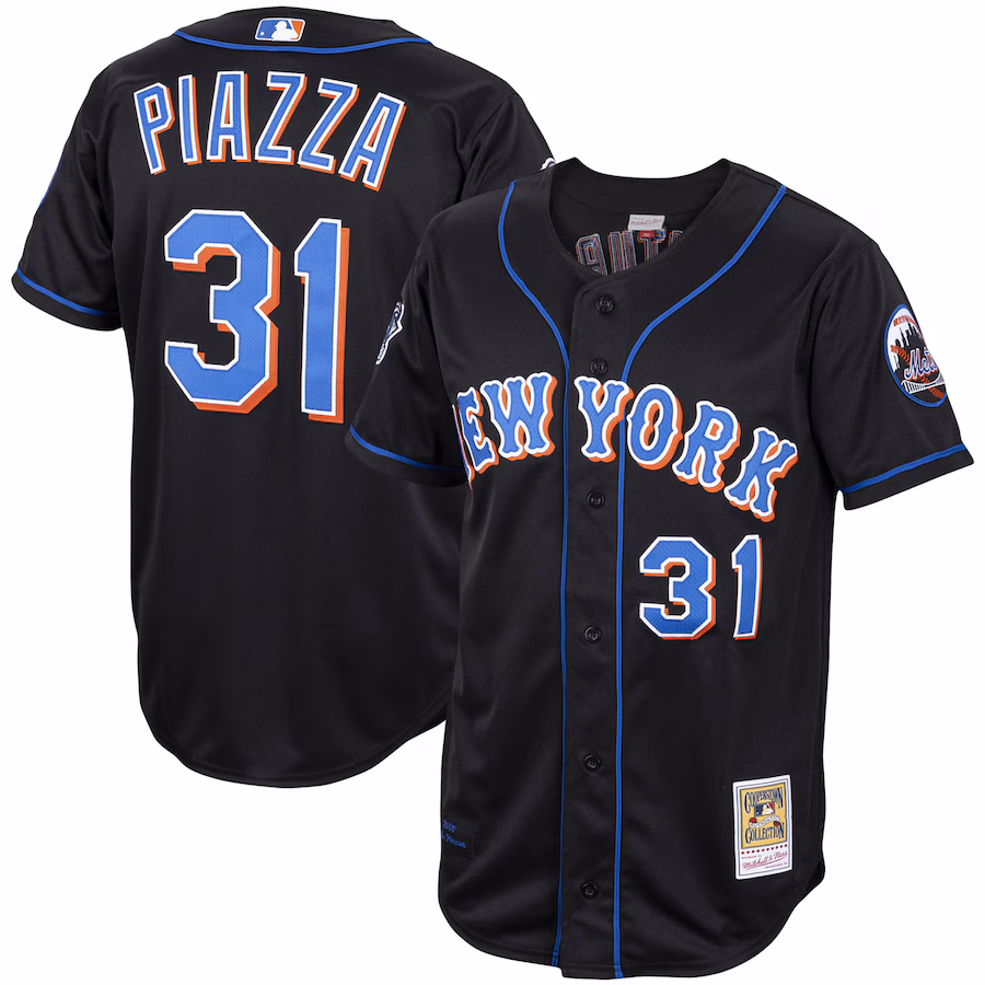 Men's New York Mets Mike Piazza Mitchell & Ness Black Alternate 2000 Cooperstown Collection Authentic Jersey