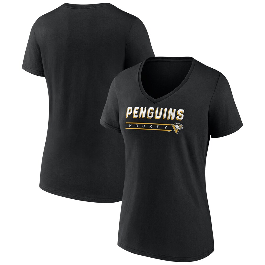 Women's Pittsburgh Penguins Fanatics Black V-Neck T-Shirt