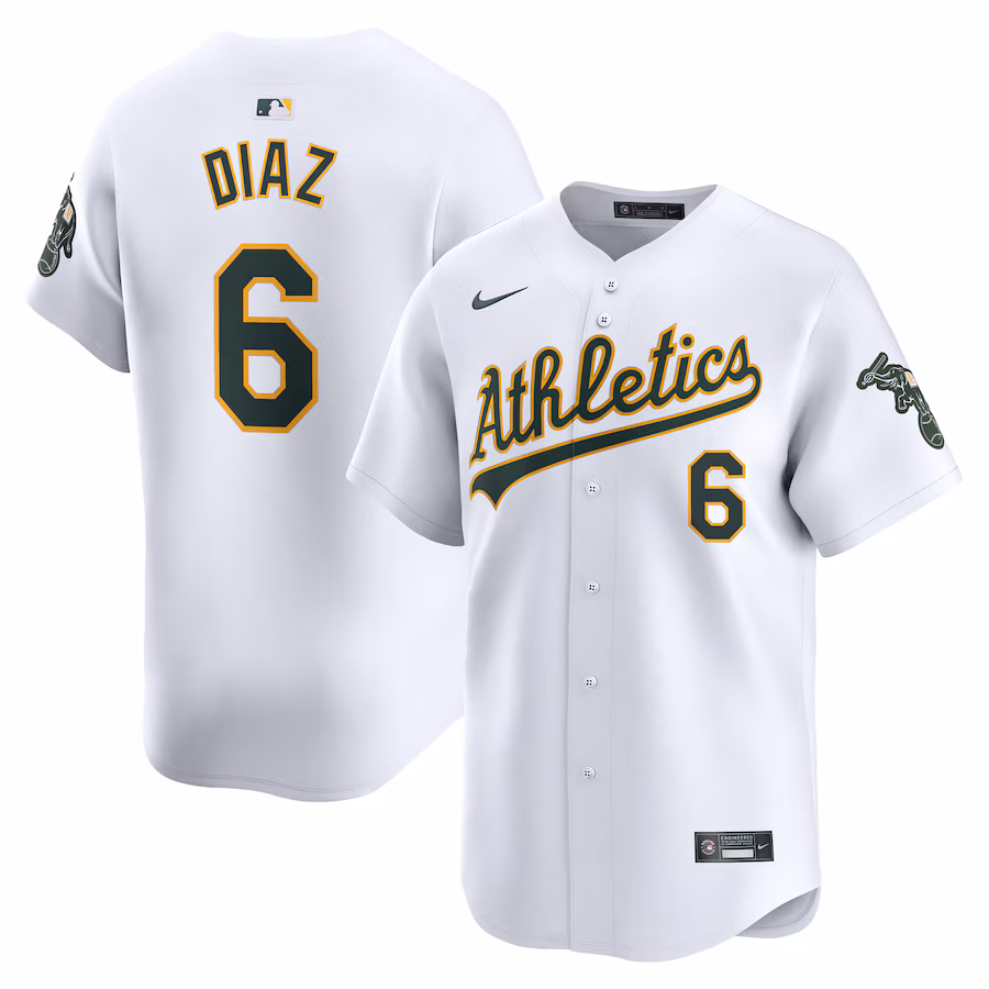 Men's Oakland Athletics Jordan Diaz Nike White Home Limited Player Jersey