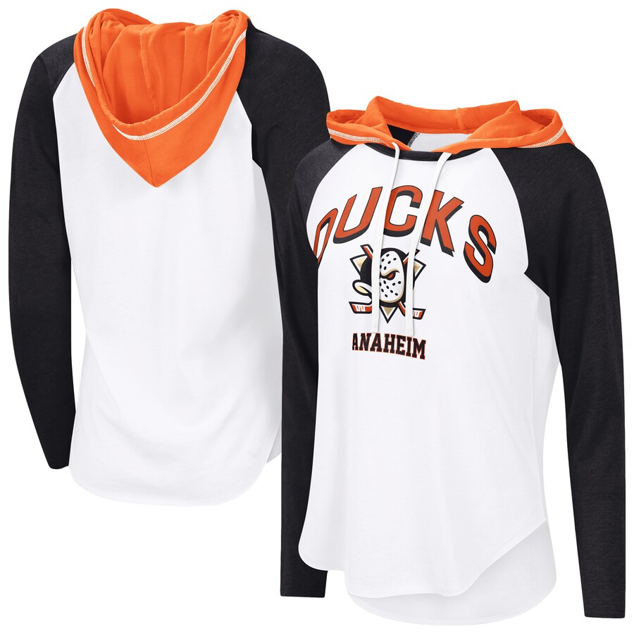 Women's Anaheim Ducks G-III 4Her by Carl Banks White VIP Raglan Long Sleeve Hoodie T-Shirt
