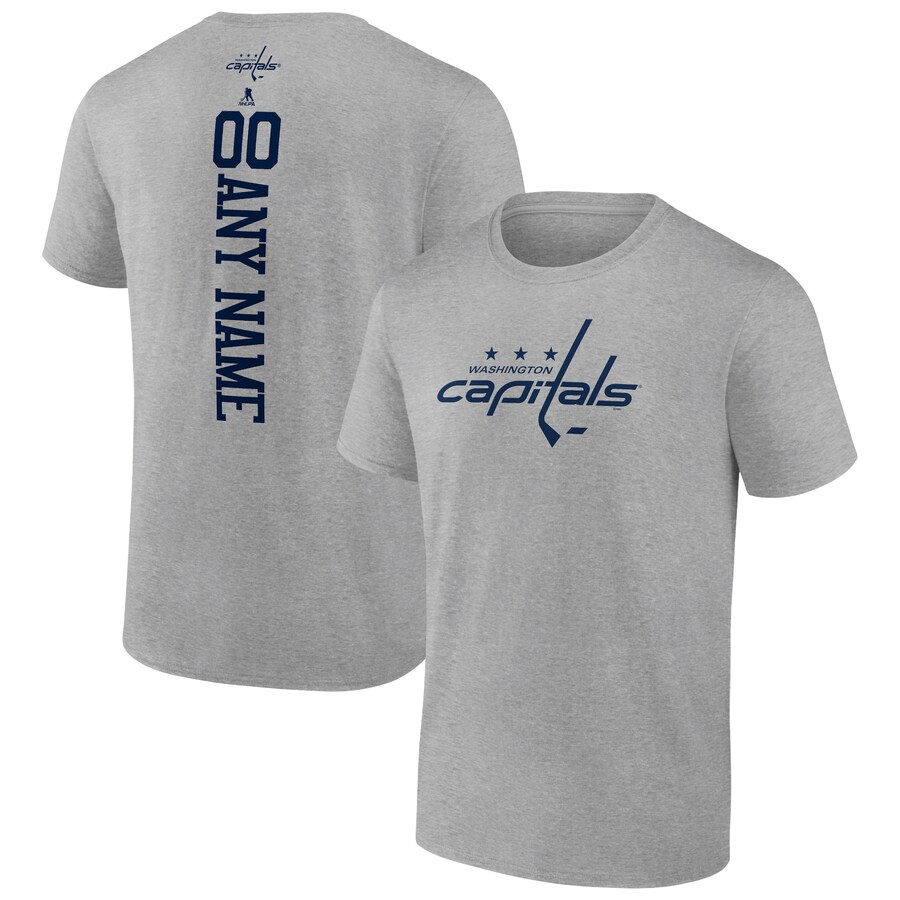 Men's Washington Capitals Heather Gray Personalized Name & Number T-Shirt