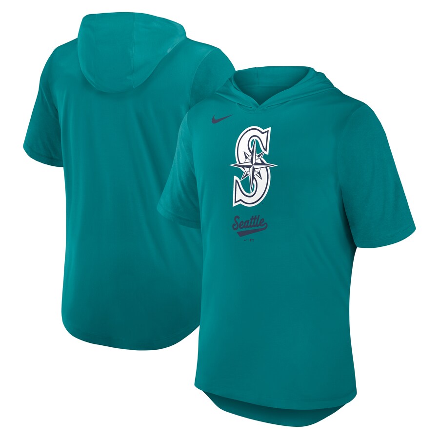 Men's Seattle Mariners Nike Aqua Tri-Blend Hoodie T-Shirt