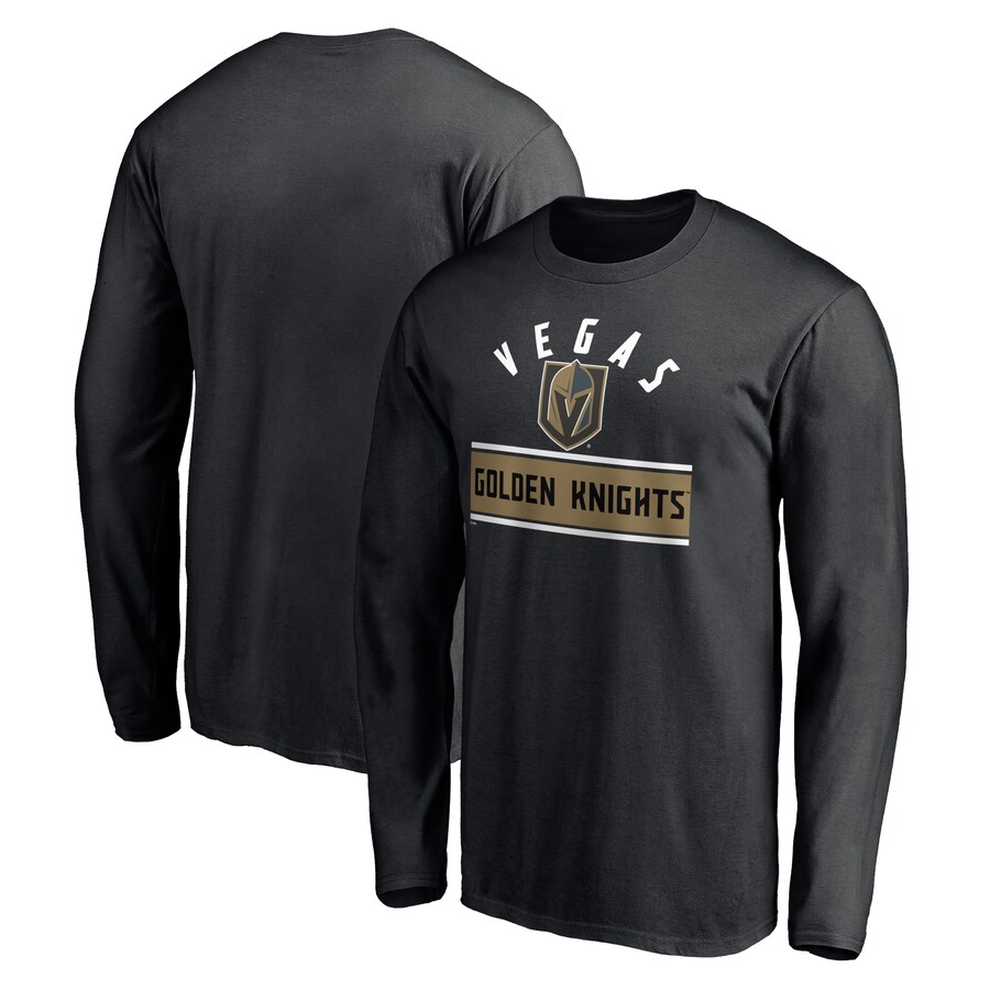 Men's Vegas Golden Knights Black Team Arch Knockout Long Sleeve T-Shirt