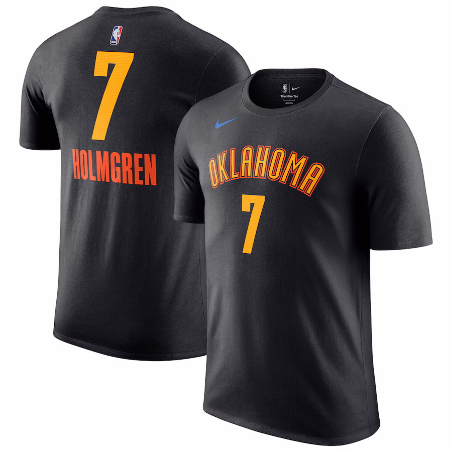 Men's Oklahoma City Thunder Chet Holmgren Nike Black 2024/25 City Edition Name & Number T-Shirt