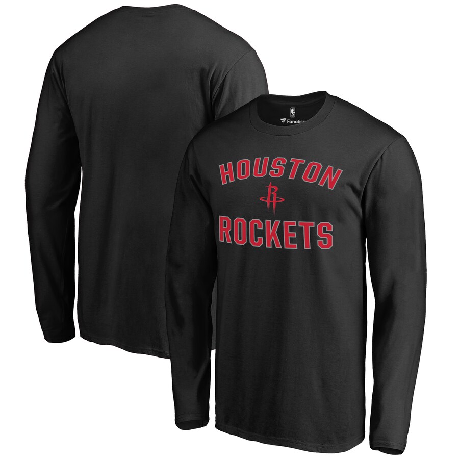 Men's Houston Rockets Black Victory Arch Long Sleeve T-Shirt