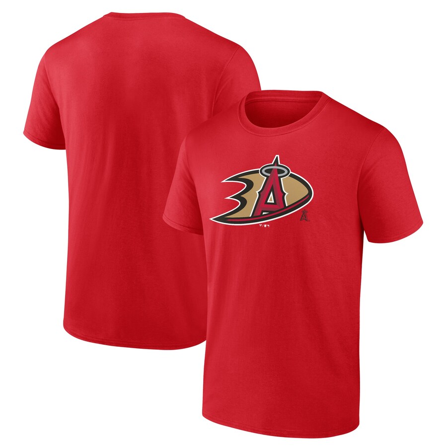 Men's Los Angeles Angels & Anaheim Ducks Red Combined Logo T-Shirt
