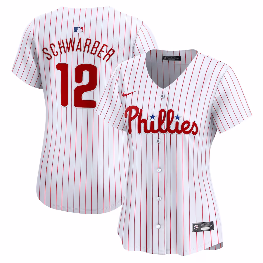 Women's Philadelphia Phillies Kyle Schwarber Nike White Home Limited Player Jersey